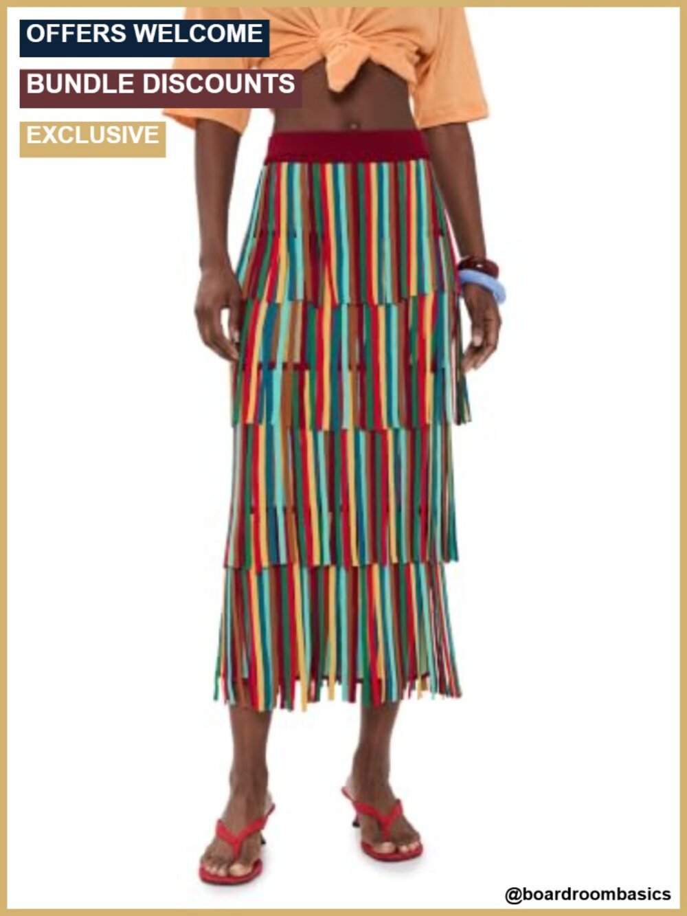 Fringe Trim High Rise Knit Skirt Wear to Work